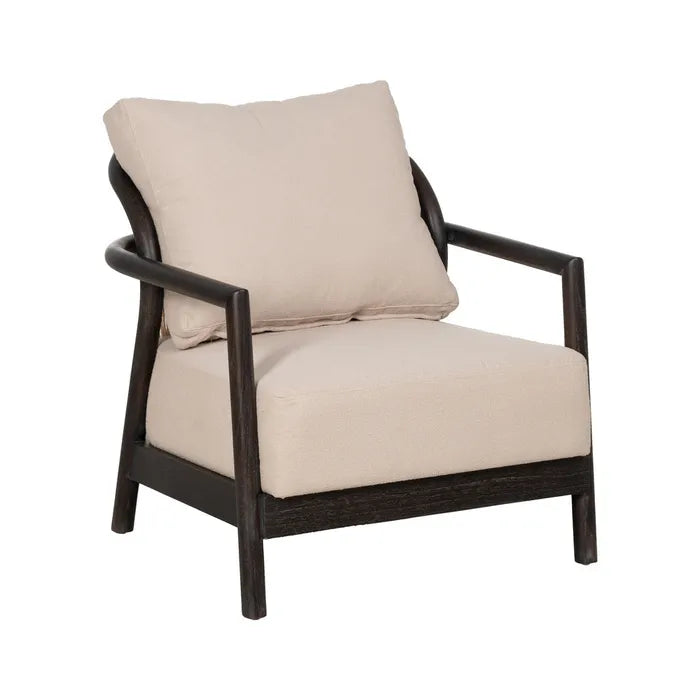 BLACK FABRIC-WOOD ARMCHAIR 70 X 77 X 72 CM