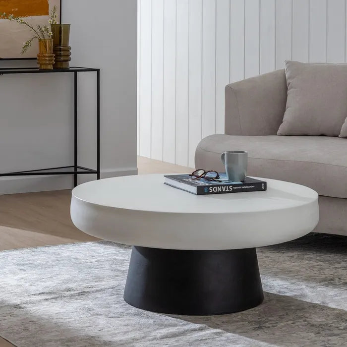 BLACK-WHITE MAGNESIUM COFFEE TABLE 91 X 91 X 39 CM