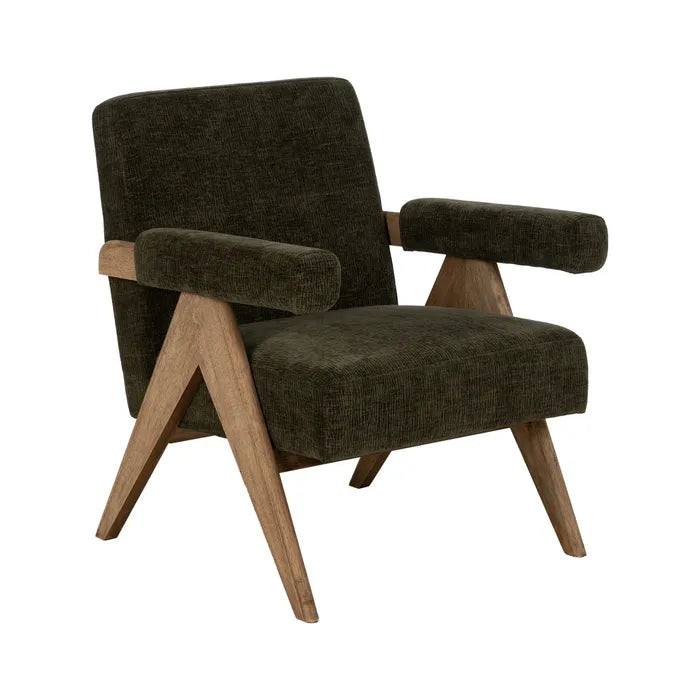 ARMCHAIR GREEN WEAVE-WOOD 74 X 76 X 85 CM