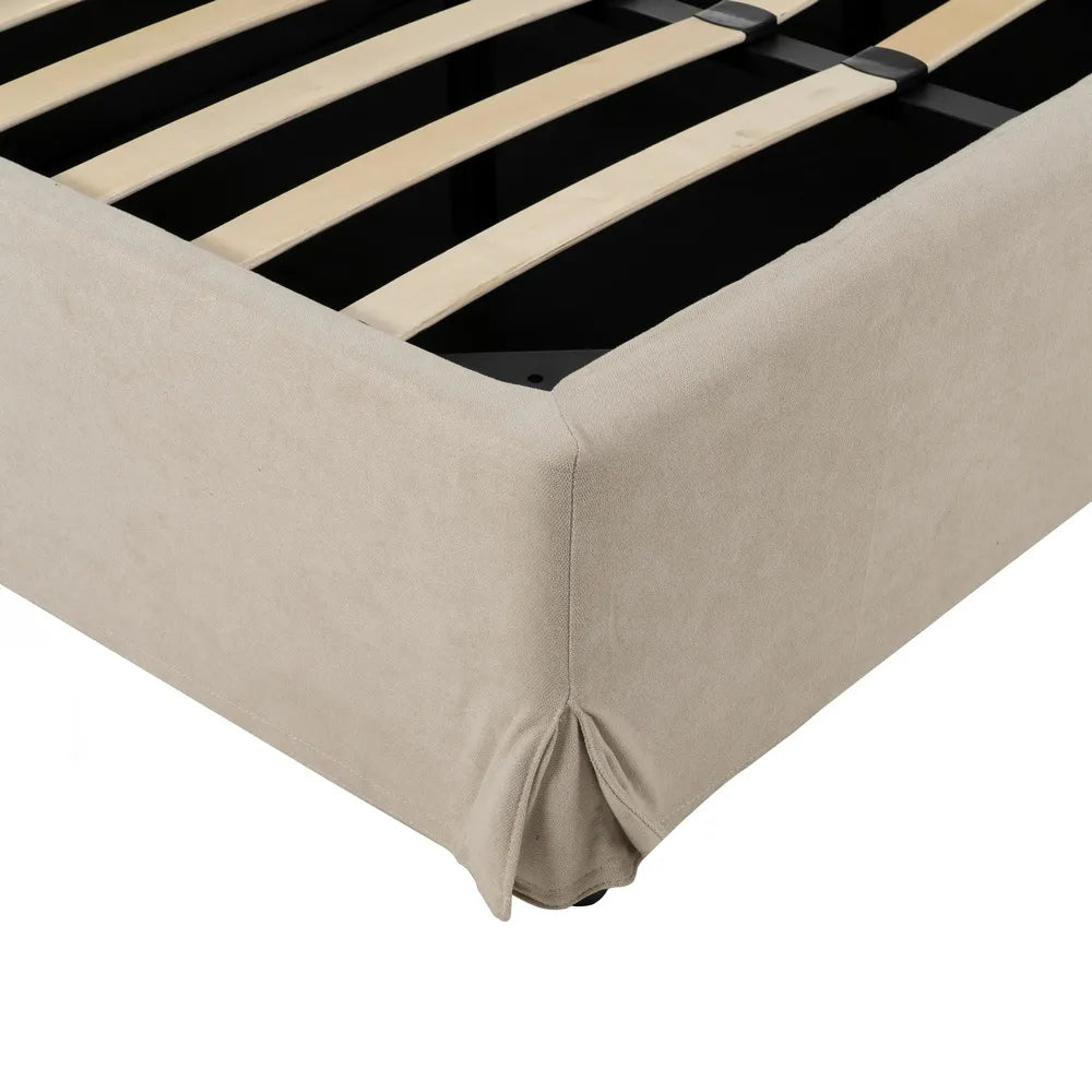 BED STORAGE BED BEIGE FABRIC 196 X 215 X 96 CM