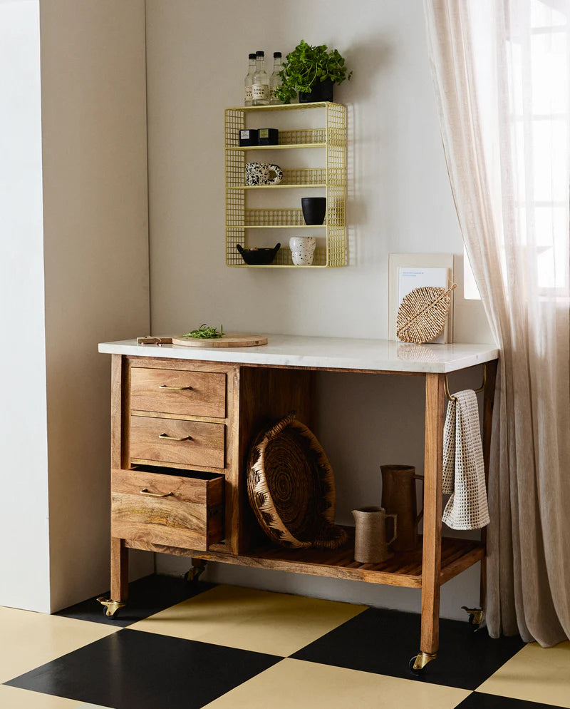 MASHU KITCHEN ISLAND W. MARBLE TOP