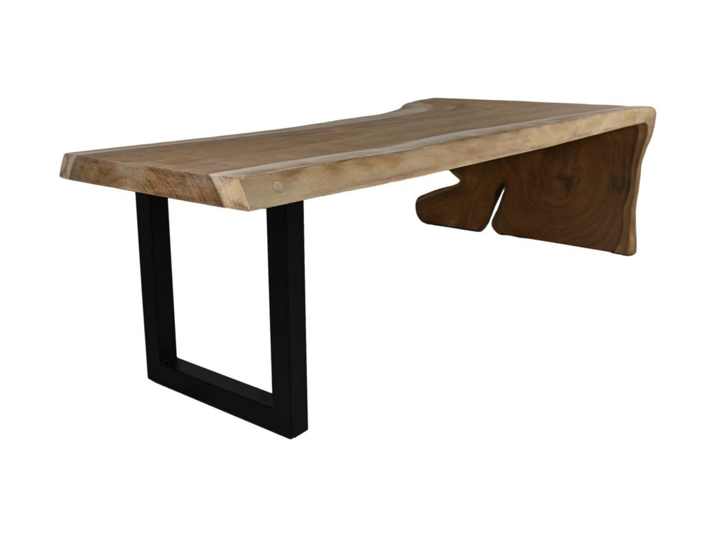 Dining Table 1 U Leg-320x76-127x78-Natural/Black-Munggur/Metal