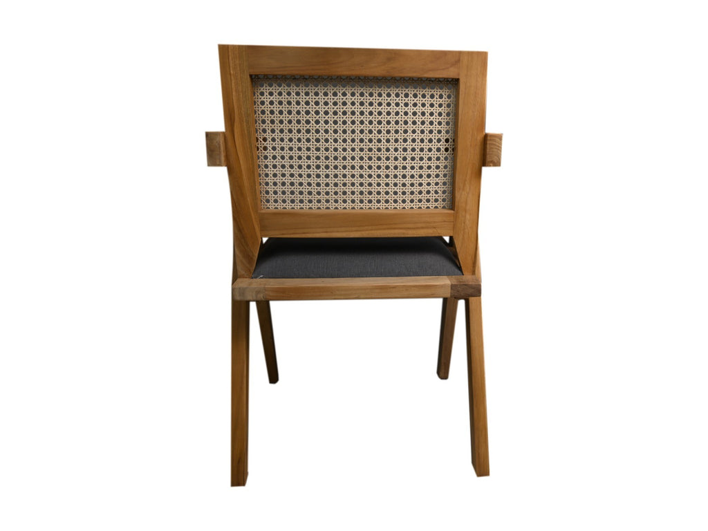 Dining Chair Natural/Dark Grey-Teak/Fabric