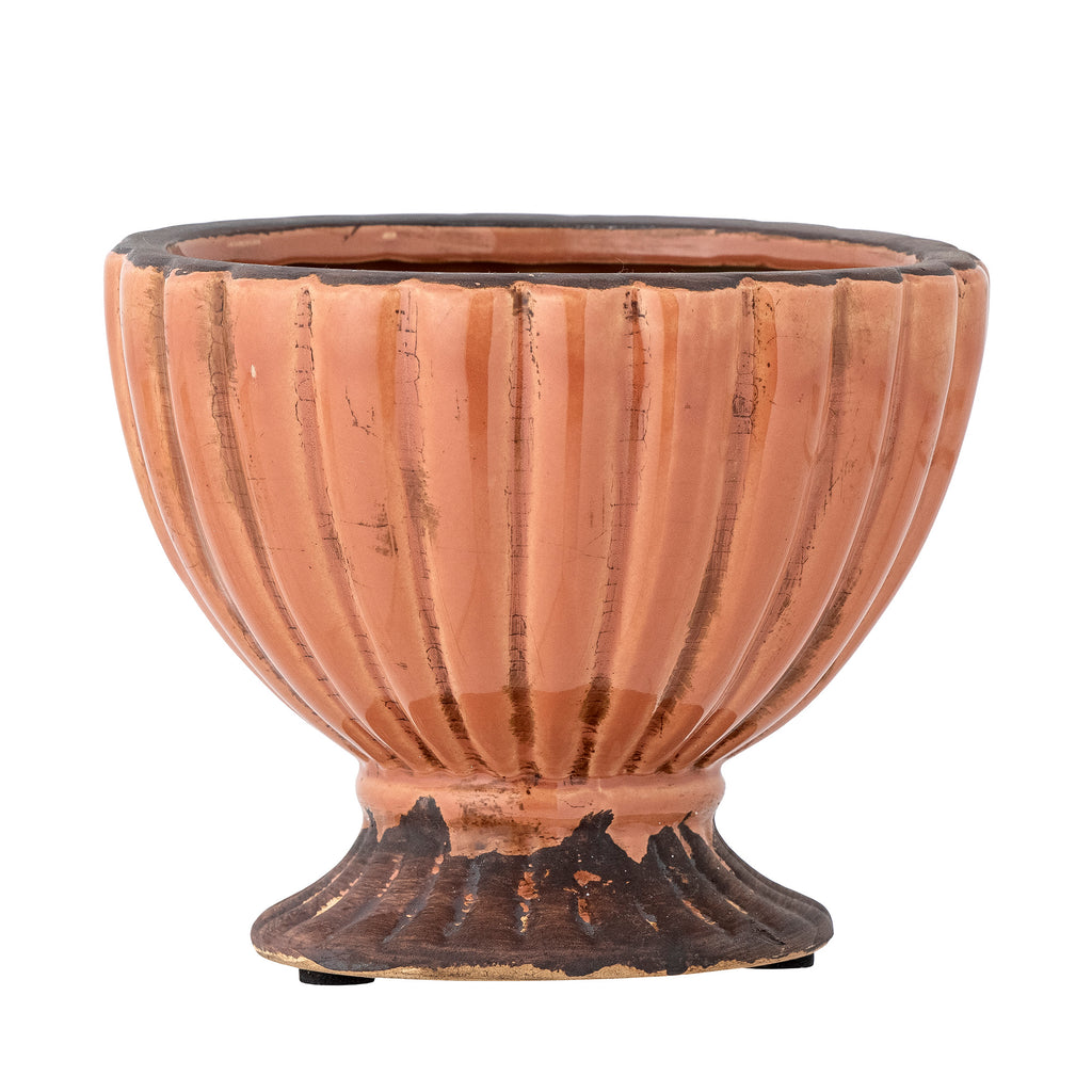 Mavis Deco Flowerpot, Orange, Terracotta