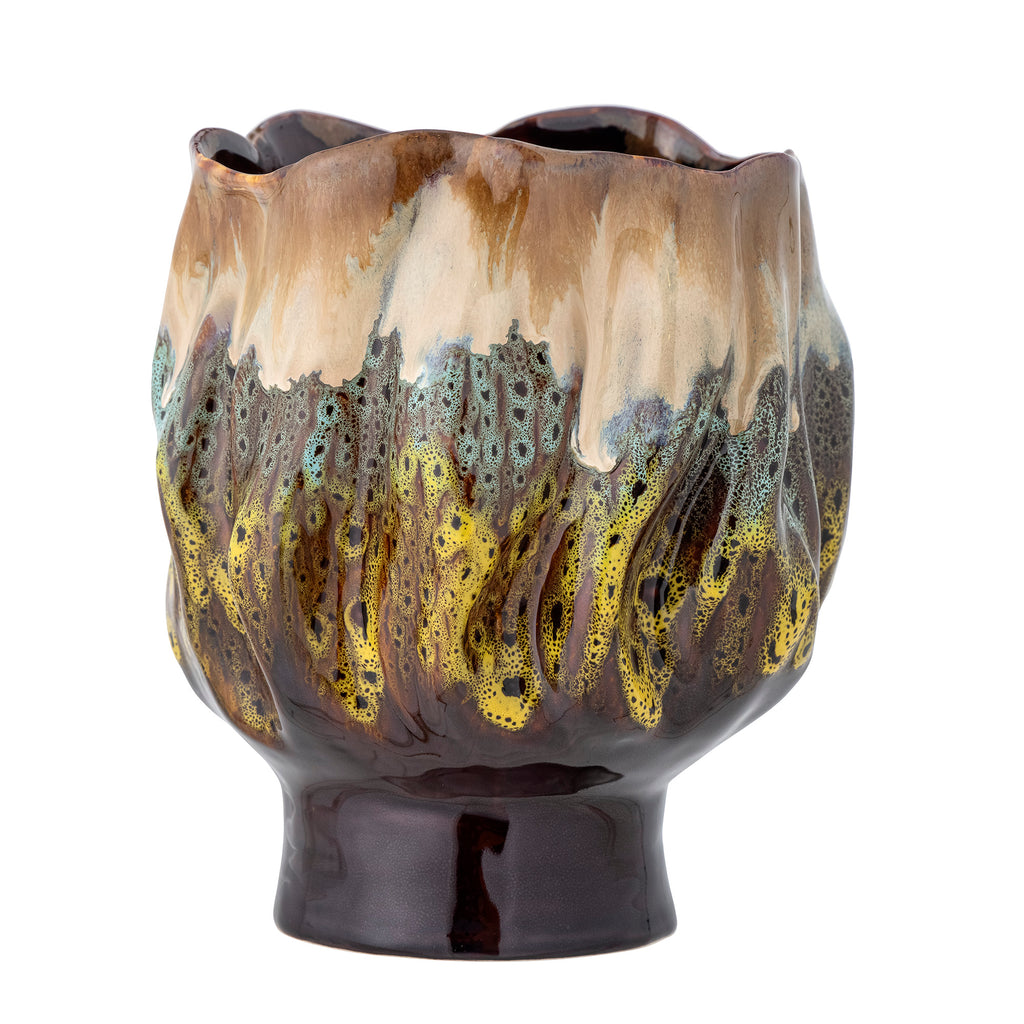 Mahnoor Flowerpot, Brown, Stoneware