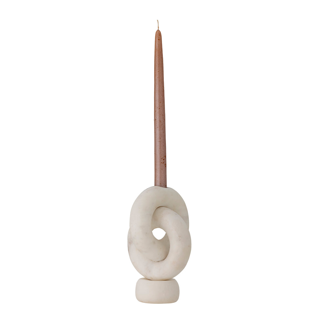 Goa Candle Holder, White, Marble