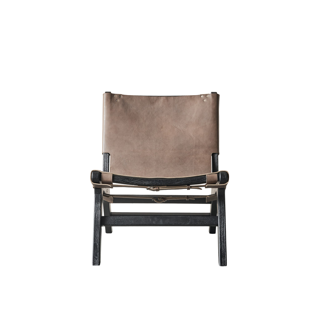 Lounge chair Philosophy - Brown/Black Mango wood/Leather - H77xW61xD52 cm