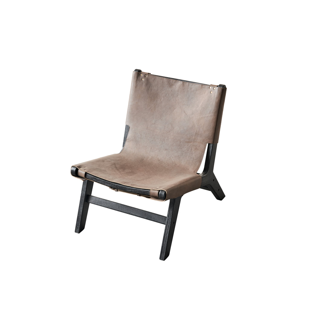 Lounge chair Philosophy - Brown/Black Mango wood/Leather - H77xW61xD52 cm