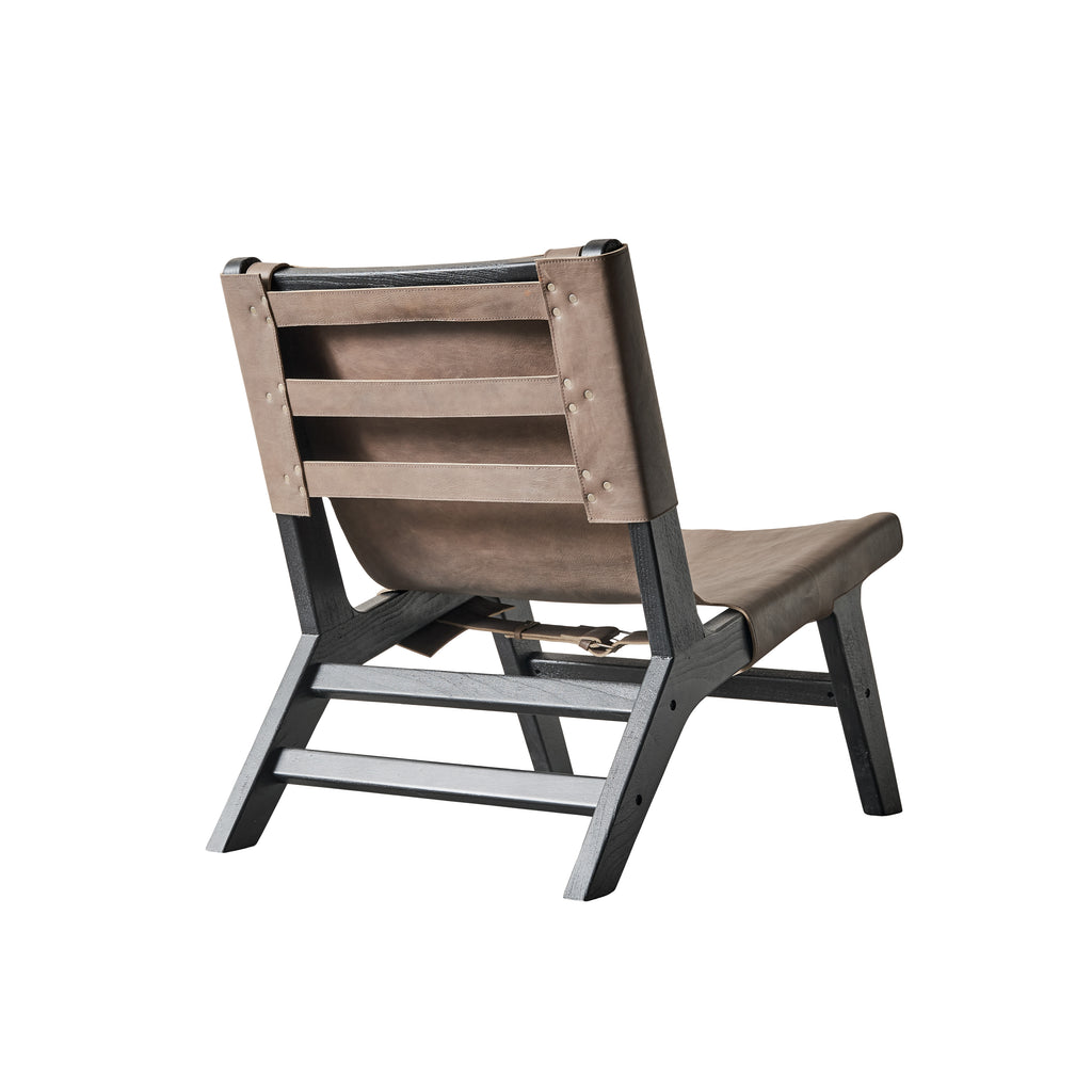 Lounge chair Philosophy - Brown/Black Mango wood/Leather - H77xW61xD52 cm