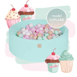 Baby Foam Round Ball Pit 90x30cm with 250 Balls 7cm Certified, Cotton, Mint, Model Cupcake