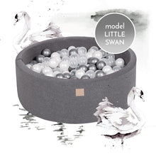 Load image into Gallery viewer, Baby Foam Round Ball Pit 90x30cm with 250 Balls 7cm Certified, Cotton, Dark Gray, Model Little Swan