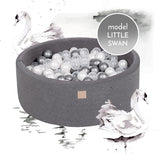 Baby Foam Round Ball Pit 90x30cm with 250 Balls 7cm Certified, Cotton, Dark Gray, Model Little Swan