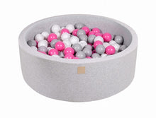 Laden Sie das Bild in den Galerie-Viewer, Baby Foam Round Ball Pit 90x30cm with 200 Balls 7cm Certified, Cotton, Light Gray: Gray/White/Light Pink