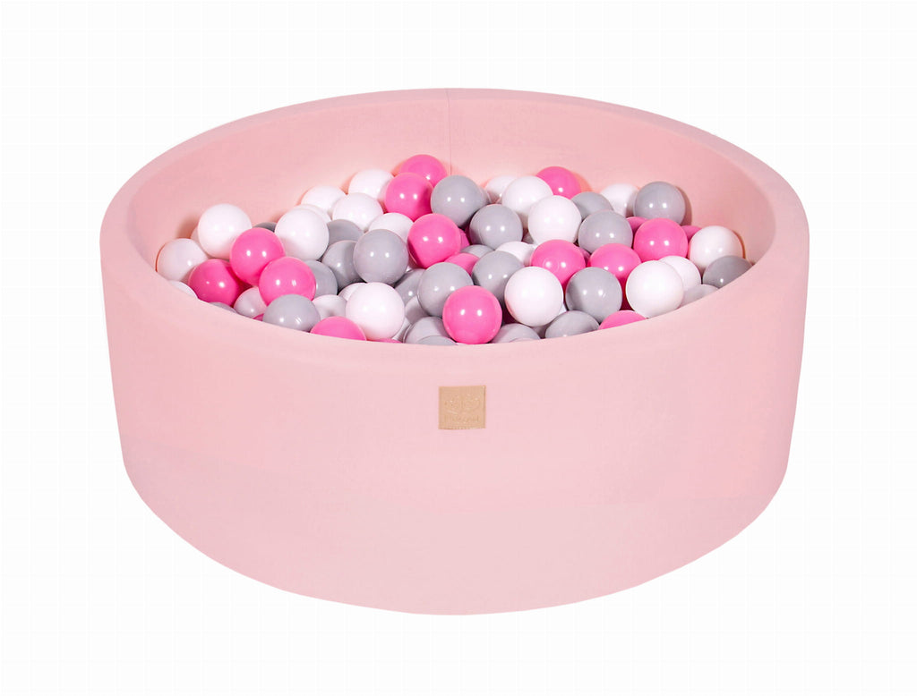 Baby Foam Round Ball Pit 90x30cm with 200 Balls 7cm Certified, Cotton, Light Pink: Gray/White/Light Pink