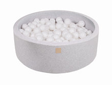 Load image into Gallery viewer, Baby Foam Round Ball Pit 90x30cm with 200 Balls 7cm Certified, Cotton, Light Gray: All White