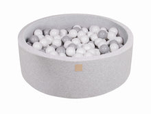 Load image into Gallery viewer, Baby Foam Round Ball Pit 90x30cm with 200 Balls 7cm Certified, Cotton, Light Gray: Gray/White