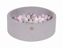 Load image into Gallery viewer, Baby Foam Round Ball Pit 90x30cm with 200 Balls 7cm Certified, Cotton, Light Gray: Transparent/Gray/White Pearl/Pastel Pink