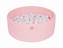 Laden Sie das Bild in den Galerie-Viewer, Baby Foam Round Ball Pit 90x30cm with 200 Balls 7cm Certified, Cotton, Light Pink: All White