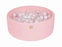 Load image into Gallery viewer, Baby Foam Round Ball Pit 90x30cm with 200 Balls 7cm Certified, Cotton, Light Pink: White/Transparent/White Pearl