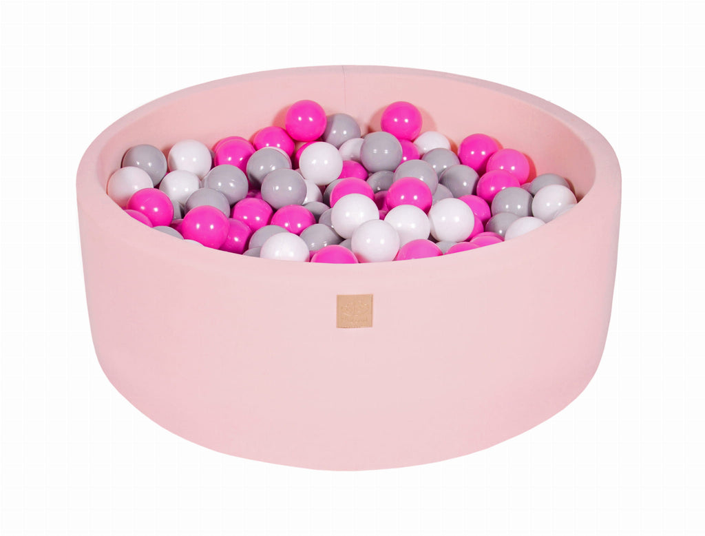 Baby Foam Round Ball Pit 90x30cm with 200 Balls 7cm Certified, Cotton, Light Pink: Gray/White/Dark Pink