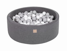 Load image into Gallery viewer, Baby Foam Round Ball Pit 90x30cm with 200 Balls 7cm Certified, Cotton, Dark Gray: Gray/White