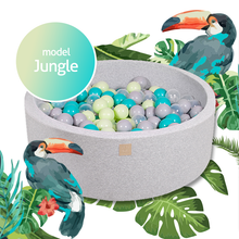 Load image into Gallery viewer, Baby Foam Round Ball Pit 90x30cm with 250 Balls 7cm Certified, Cotton, Light Gray, Model Jungle