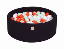 Load image into Gallery viewer, Baby Foam Round Ball Pit 90x30cm with 200 Balls 7cm Certified, Cotton, Black: Mint/Orange/White