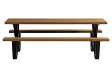 Charger l&#39;image dans la galerie, TABLO OUTDOOR PICKNICK TABLE AYOUS WOOD X-LEG METAL [FSC]