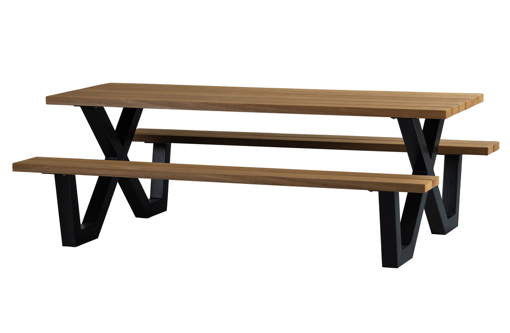 TABLO OUTDOOR PICKNICK TABLE AYOUS WOOD X-LEG METAL [FSC]