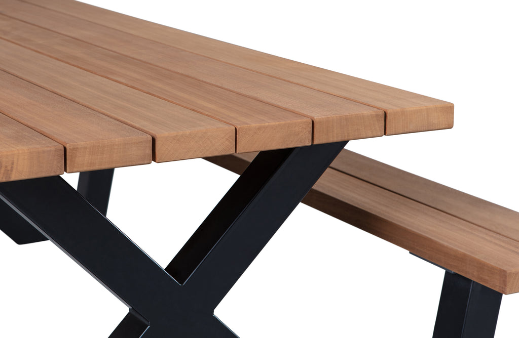 TABLO OUTDOOR PICKNICK TABLE AYOUS WOOD X-LEG METAL [FSC]