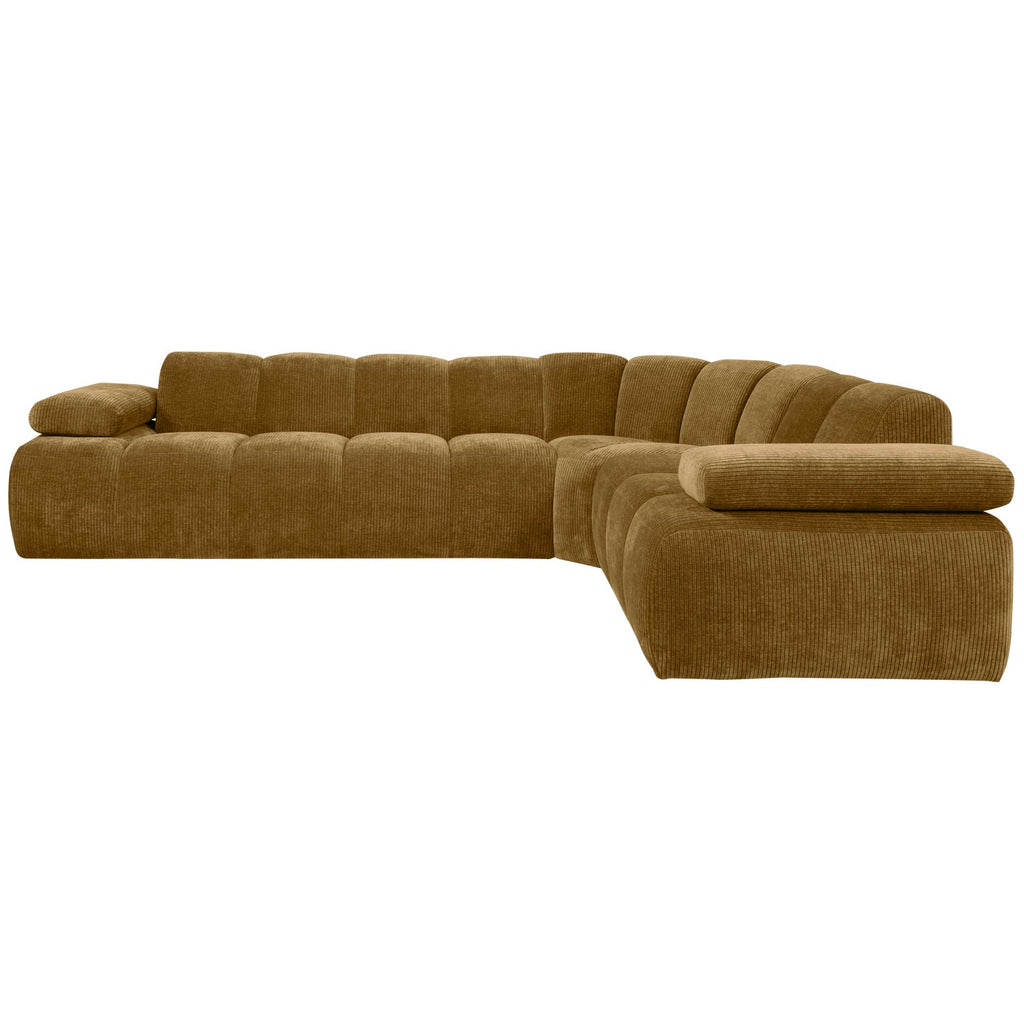 MOJO CORNER SOFA RIGHT WOVEN RIB FABRIC HONEY YELLOW