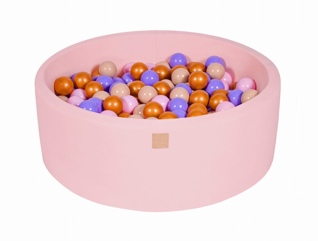 Baby Foam Round Ball Pit 90x30cm with 200 Balls 7cm Certified, Cotton, Light Pink: Golden/Beige/Pastel Pink/Lilac