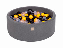 Load image into Gallery viewer, Baby Foam Round Ball Pit 90x30cm with 200 Balls 7cm Certified, Cotton, Dark Gray: Yellow/Black/Transparent