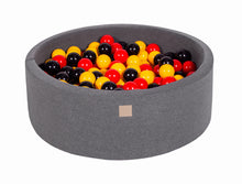 Load image into Gallery viewer, Baby Foam Round Ball Pit 90x30cm with 200 Balls 7cm Certified, Cotton, Dark Gray: Yellow/Red/Black