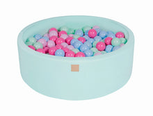 Load image into Gallery viewer, Baby Foam Round Ball Pit 90x30cm with 200 Balls 7cm Certified, Cotton, Mint: Mint/Baby Blue/Light Pink/Pastel Pink