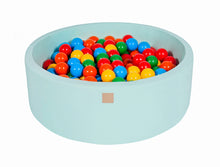 Laden Sie das Bild in den Galerie-Viewer, Baby Foam Round Ball Pit 90x30cm with 200 Balls 7cm Certified, Cotton, Mint: Yellow/Red/Dark Green/Orange/Blue