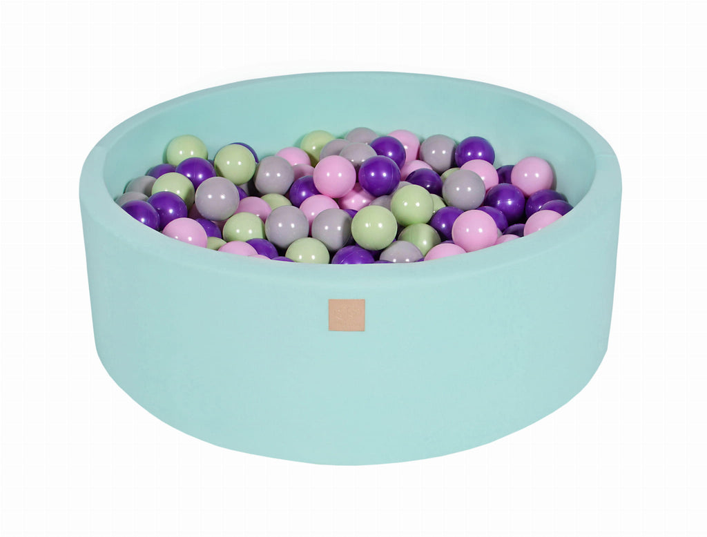 Baby Foam Round Ball Pit 90x30cm with 200 Balls 7cm Certified, Cotton, Mint: Pastel Pink/Gray/Violet/Light Green