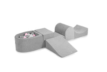 Load image into Gallery viewer, Foam Playset with Small Ball Pit Playground for Children with 100 Balls Certified, Velvet, Light Gray: Gray/White/Pastel Pink