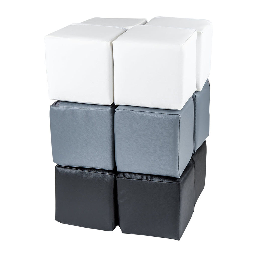 Soft Foam Building Blocks 15x15cm Cubes Certified, White/Black/Gray