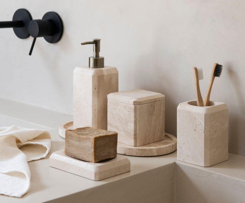 TRAVERTINE TOOTHBRUSH HOLDER