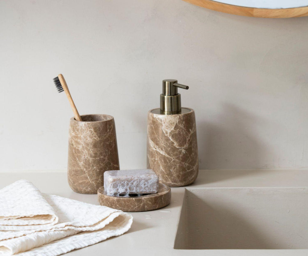 MARBLE TOOTHBRUSH HOLDER BROWN