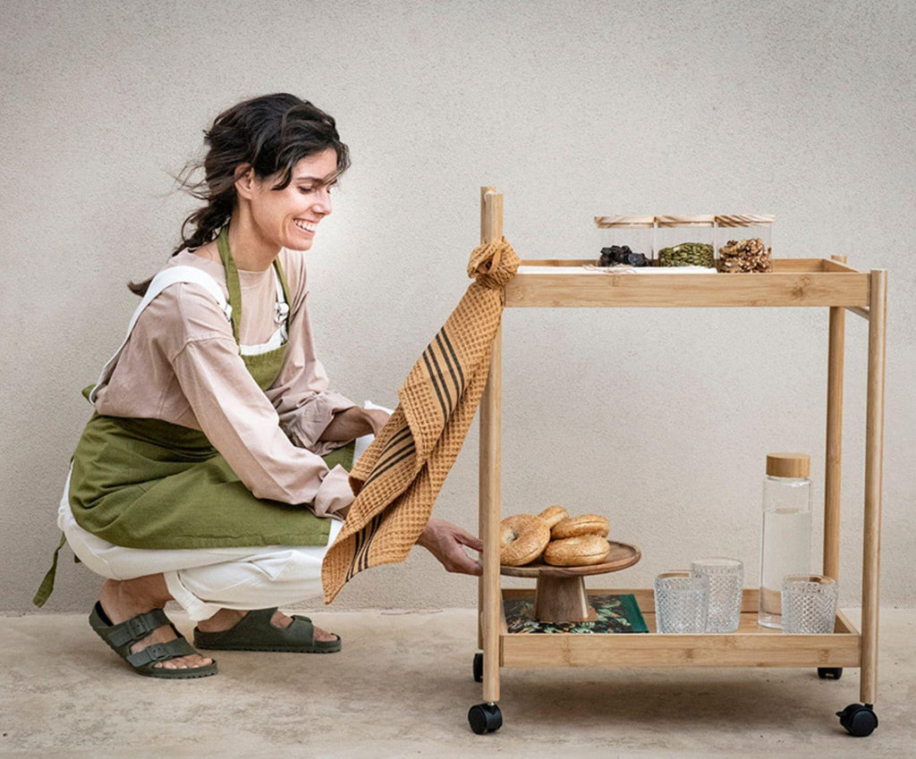 BAMBOO WOODEN WAITRESS TROLLEY