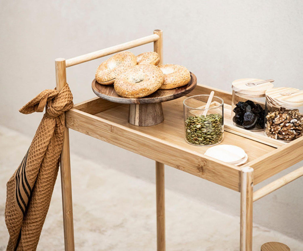 BAMBOO WOODEN WAITRESS TROLLEY