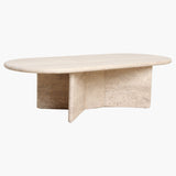 Travertine Oblong coffee table V-shaped legs