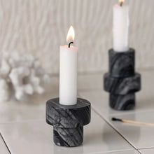 Load image into Gallery viewer, MARBLE candleholder, small, Black / Grey