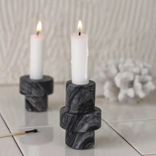 Load image into Gallery viewer, MARBLE candleholder, large, Black / Grey