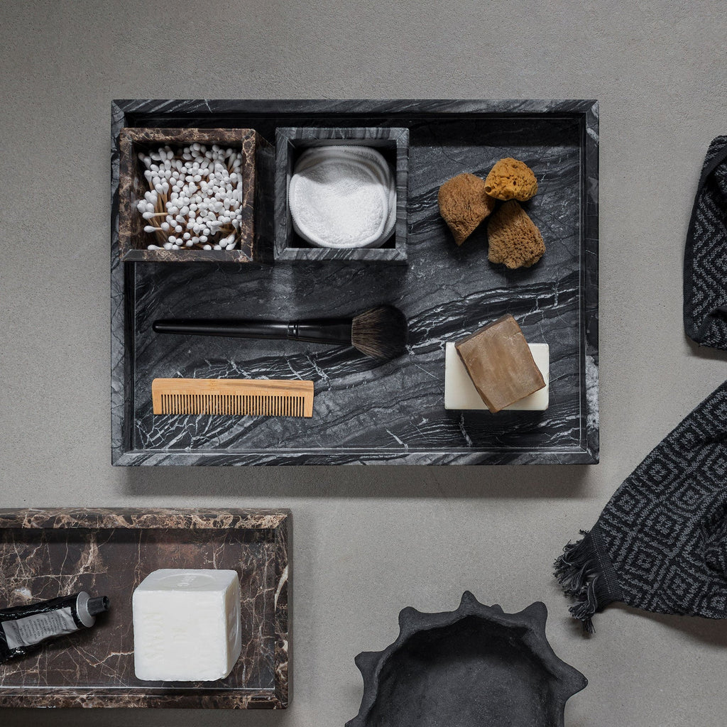 MARBLE tray, large, Black / Grey