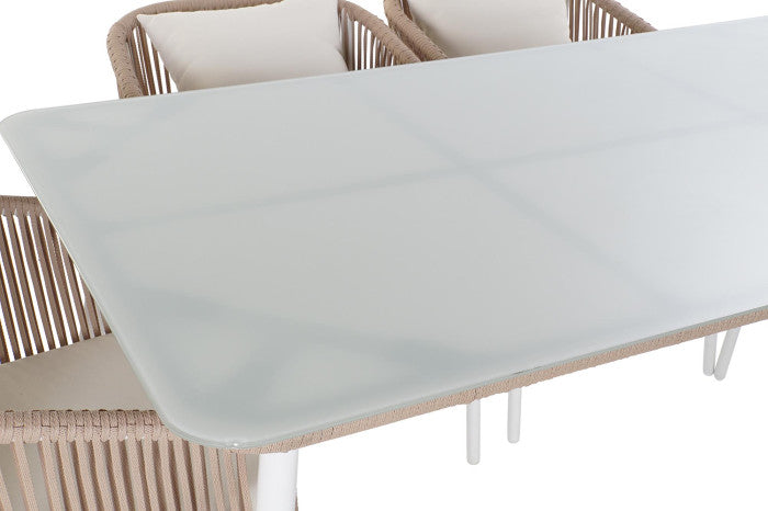 TABLE SET 7 ALUMINIUM POLYESTER 163X95X6 BEIGE