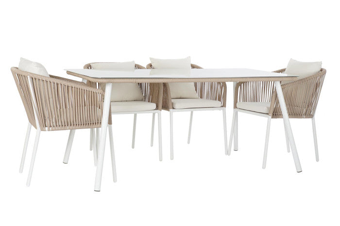 TABLE SET 7 ALUMINIUM POLYESTER 163X95X6 BEIGE