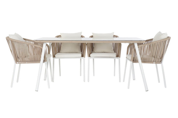 TABLE SET 7 ALUMINIUM POLYESTER 163X95X6 BEIGE